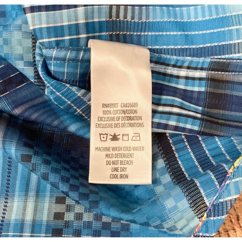 Robert Graham Mens Blue Plaid‎ Long Sleeve Button Down Shirt Classic Fit Large - Picture 8 of 9